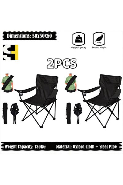 Generic كرسي تخييم قابل للطي مع مساند للذراعين وحامل أكواب، كرسي قابل للطي لل...