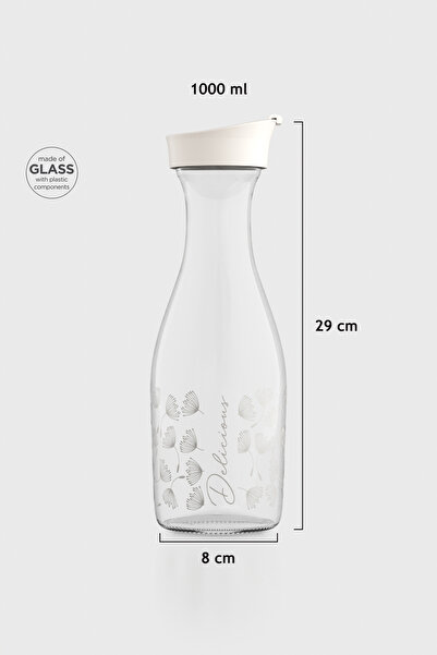 Renga Odesa Çiçek Desenli 1000 ml Cam Karaf 212010 Bej