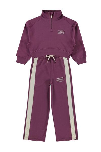 Mışıl Παιδικό σετ φόρμας με μισό φερμουάρ για 6-9 ετών - Ροζ 8-9 ετών