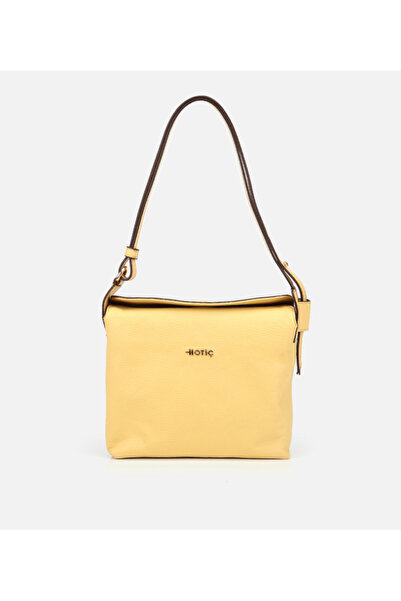 Hotiç Kadın Deri Sarı Ayarlanabilir Askılı Omuz Çantası