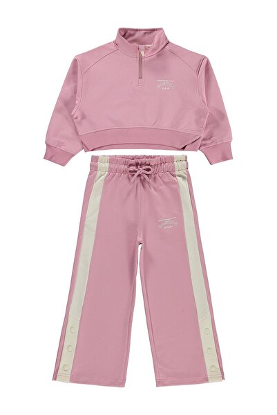 Mışıl Детски комплект спортен екип с половин цип - розов, 10-11 години