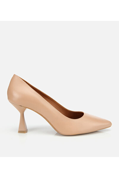 Hotiç Kadın Deri Bej Esnek Tabanlı İnce Topuklu Stiletto