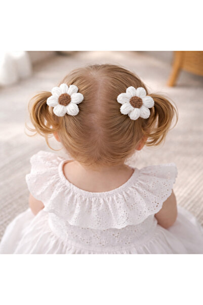 Miniminiksdesing Örgü Çiçek Aksesuarlı Çocuk Bebek Toka