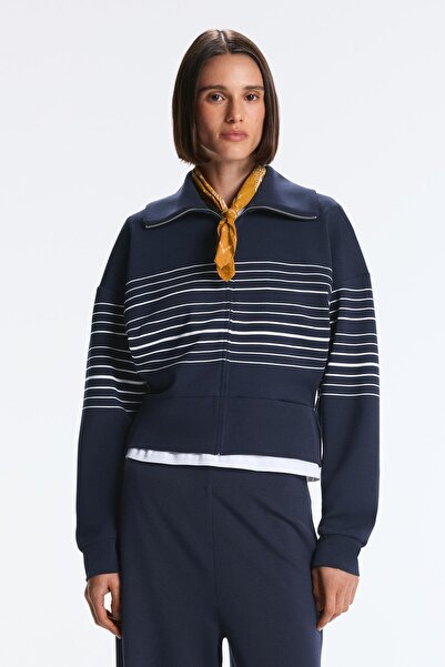 Oysho Yumuşak dokunuşlu modal denizci çizgili ceket.