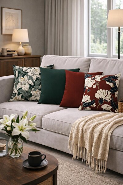 Arancione Co . غطاء وسادة مطبوع على الوجهين مكون من 4 قطع 6AOD6