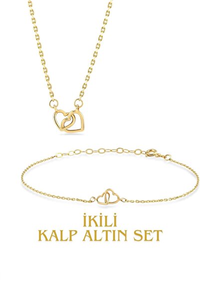 Hepimitu Altın İkili Kalp Takım