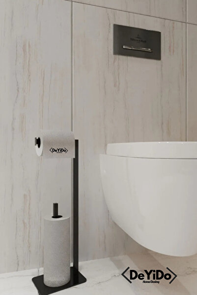 DeYiDo Tuvalet Kağıtlığı Yedekli Özel Tasarım Ağır Döküm Ayaklı Devrilmez Pratik Banyo Tuvalet Wc Askısı