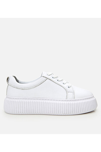 Hotiç Kadın Deri Beyaz Kalın Tabanlı Spor Ayakkabı