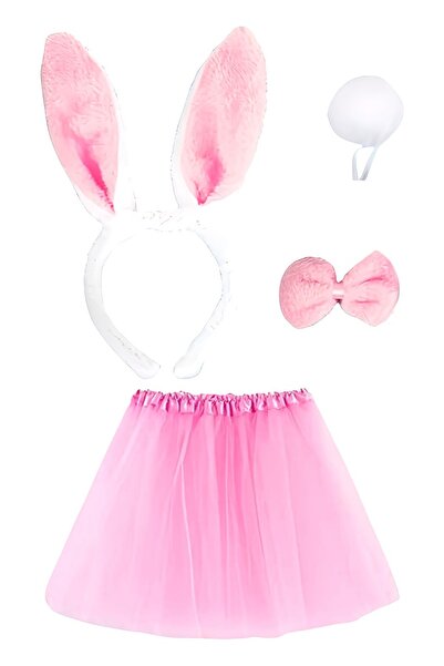 ReilaCos Ροζ Στολή Κουνελιού για Κορίτσια, Σετ 4 τεμαχίων - Φούστα Τούτου, Κο...