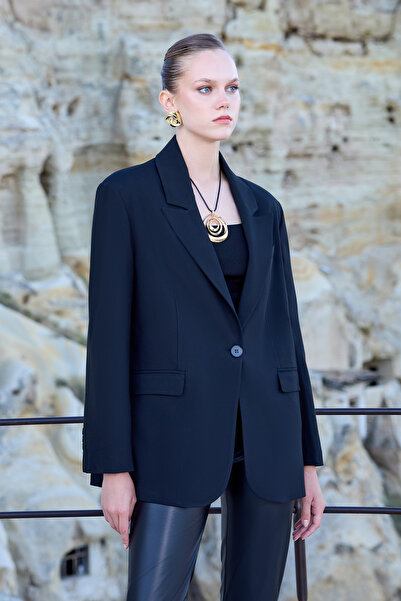 Vitrin Tek Düğme Vatkalı Ceket