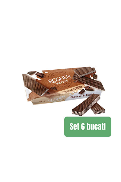 Roshen SET 6 BUCĂȚI -Napolitane CACAO ȘI LAPTE, napolitane cu cacao stratific...