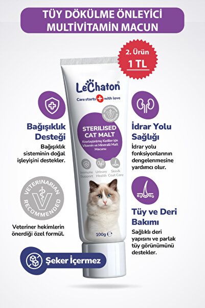 LeChaton Pet Care Kısırlaştırılmış Kedilere Özel Multivitaminli Malt Macun - ...