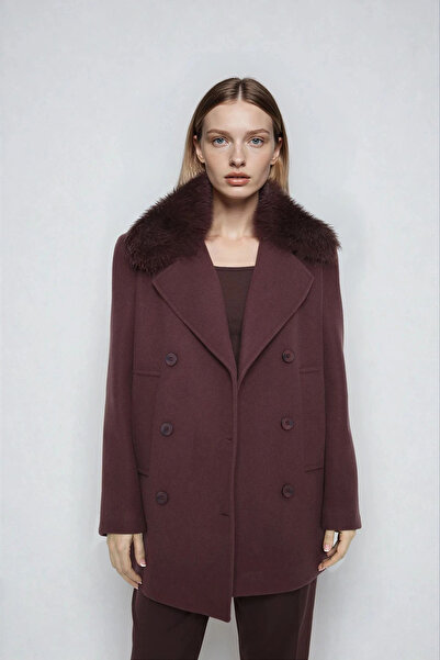 Vitrin Kürk Yaka Büyük Cepli Kısa Kaşe Kaban