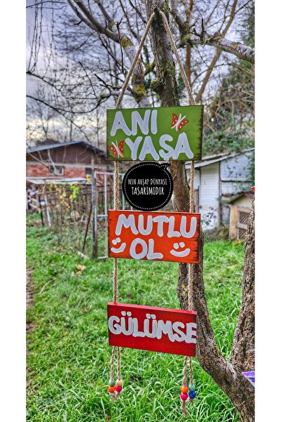 Home 8×15 Cm Lik 3 Adet Plaka,renkli Ağaç Süsü, Kişiselleştirilebilir Panolar...