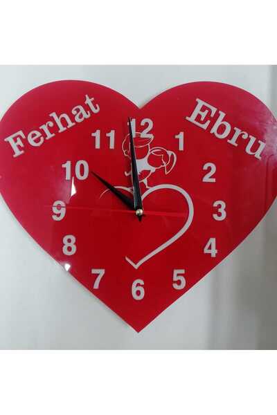 ERAYSAAT SEVGİLİLER GÜNÜNE ÖZEL İSİMLİ KALPLİ DUVAR SAATİ