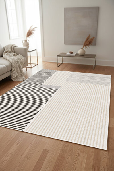 Decomia Home Covor digital anti-alunecare, lavabil, modern, cu dungi gri, pen...