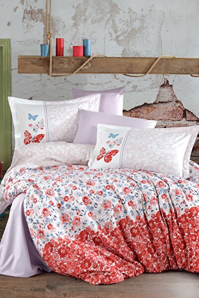 Hobby Poplin Felıcıta Kırmızı Çift Kişilik Nevresim Takımı