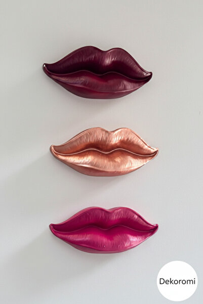 ufak dusler atölyesi Duvar dekor dudak obje 3lu set