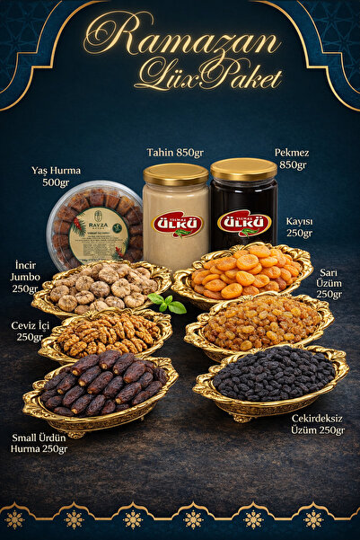 ÜLKÜ KURUYEMİŞ (9 ÇEŞİT) Ramazan Lüks Paketi Tahin + Pekmez + Kuru Kayısı + Y...