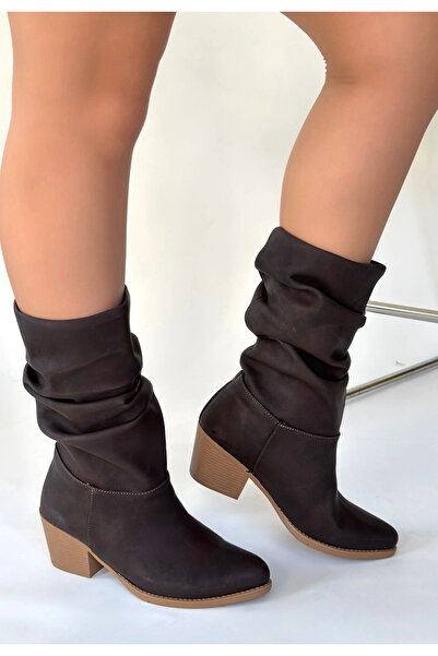 ARMÜZ Yior Bitter Brown Nubuck Heeled Boots