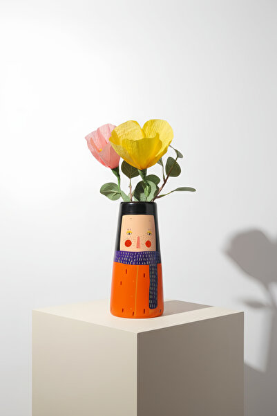 ARİENEL Arienel Girls Series - Unique Iconic Ceramic Vase, 21X10 Cm, Multicolor