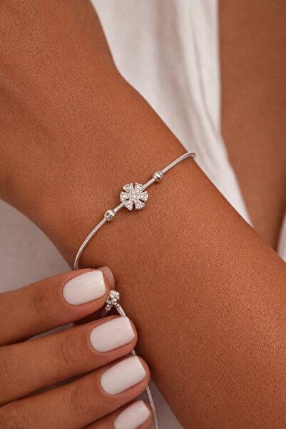 Accessories 925 Ayar Gümüş Kar Tanesi Şans Kadın Bileklik – Ayarlanabilir İnc...