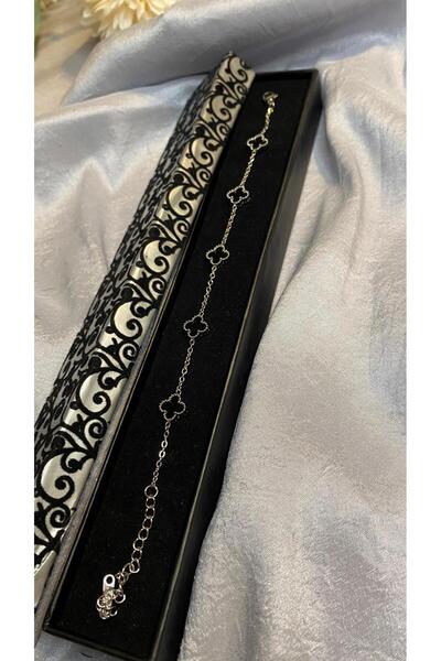 GÜLNAR BİJUTERİ Black Color Silver and Gold Bracelet (with Gift)
