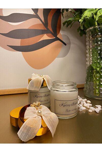 Kuzey ışıkları mum tasarım Kuzey Işıkları 2’Li Beyaz İnci Dekoratif Kokulu Mu...