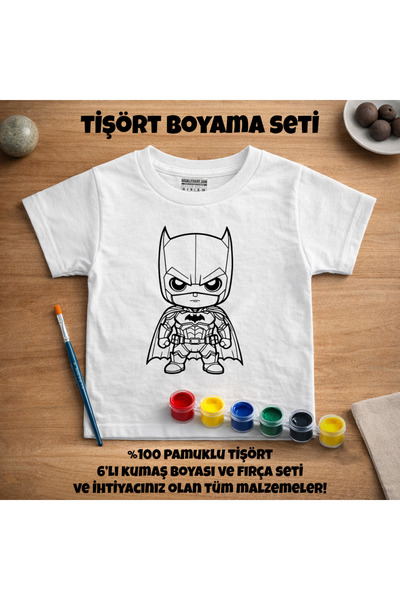 BaskılıTshirt Çocuk Tişört Boyama Seti – Çocuk Full Set Fırçalı, Kreatif Elbi...