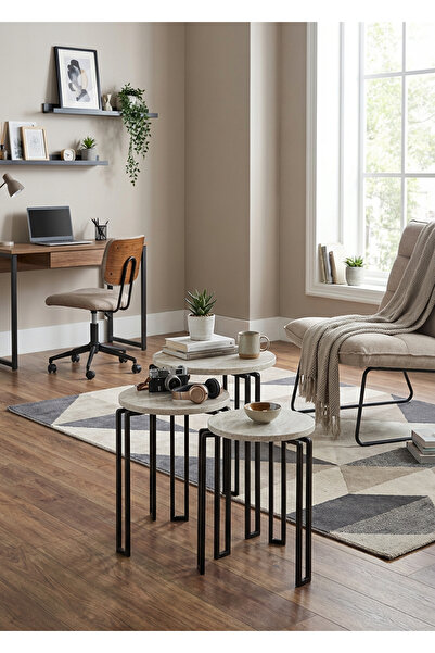 Uyan Ev Ürünleri UYAN EV ÜRÜNLERİ Yuvarlak 3 Kat Zigon Sehpa Dekoratif Metal ...