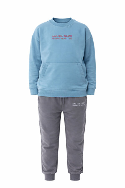 CQCQ Boys' Blue & Gray Tracksuit Set – Comfortable Fit Casual Set