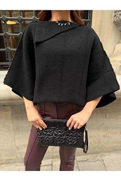 TOFİX textile Women's Oversize Relaxed Fit Boat Neck Short Sleeve Knitwear Bl...