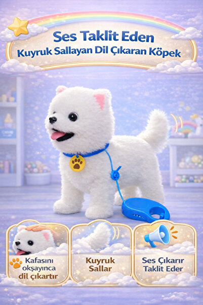 YILDIRIM OYUNCAK Şarjlı Kumandalı İnteraktif Peluş Köpek | Ses Taklit Eden Yü...