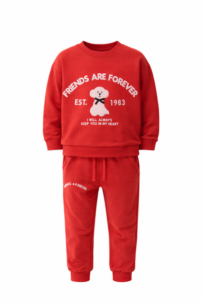 CQCQ Cotton Tiny 2 Thread Red Tracksuit Set – Comfortable, Casual, Flexible Fit