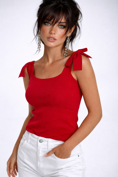 Be Best Women's Red Knitwear Blouse Be278