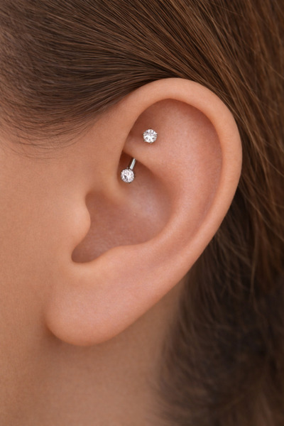 Sacce Scarves&Accessories Zirkon Taşlı Çelik Rook Piercing Daith Helix Kaş Gö...