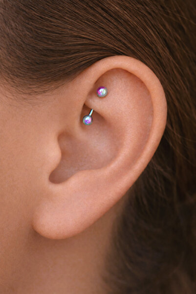 Sacce Scarves&Accessories Düz Çelik Rook Piercing Daith Helix Kaş Göbek Lob U...
