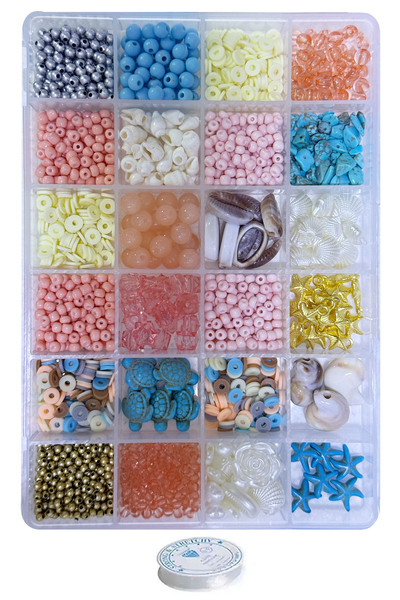 By MO Accessories Set de 24 în cutie cu nisip perlat Fimo scoici de mare pent...