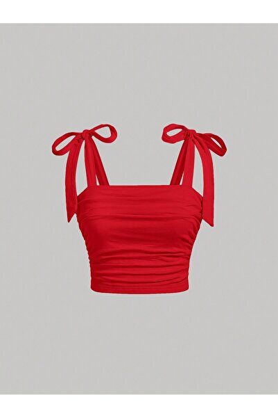 Wildco Καλοκαιρινό Crop Top με Κόκκινο Φιόγκο, Καλοκαιρινό Φαρδύ Μπλουζάκι με...