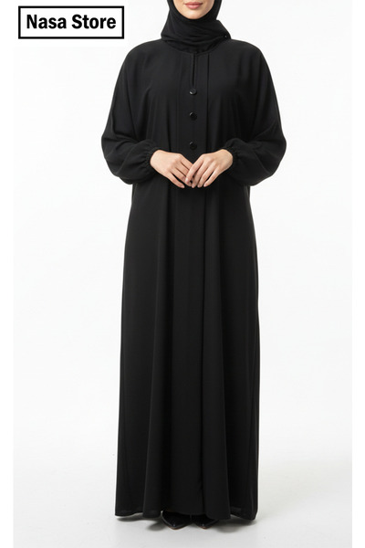 Nasa عباية سادة بازرار وجيوب مخفية