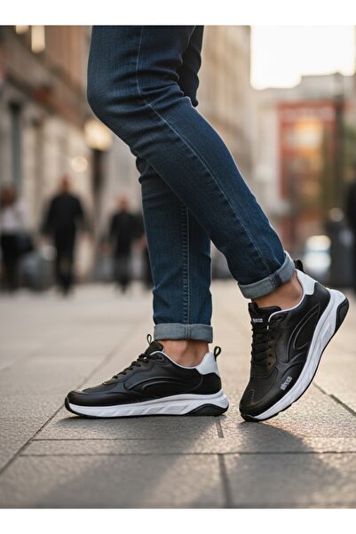MARCOMEN Erkek Deri Casual Spor Ayakkabı - Siyah Çok Renkli - Bağcıklı - 152-...
