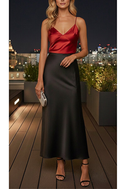 Paradise Collection Moda Evi Lüks Siyah Saten Etek