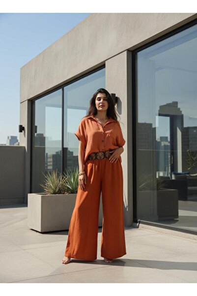 Su Koleksiyon Sahra Bohem Wide-Leg Pants / Tile