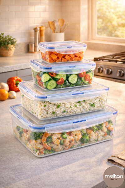 Melkan Home Locked Lid Airtight Rectangular Storage Container Set of 4 Total ...