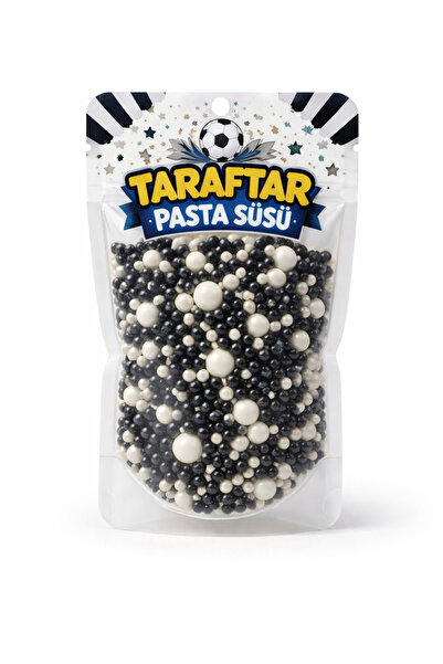 hediyehobihersey Siyah Beyaz Taraftar Pasta Süsleme Şekeri 100 gr