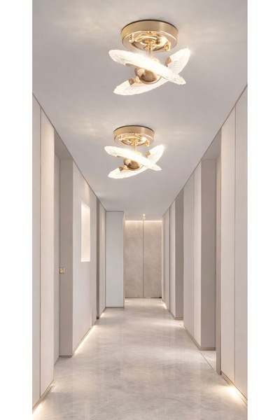 burenze Luxury Exclusive Plafonyer Tavan Led Avize Gold Sarı Ledli Avize