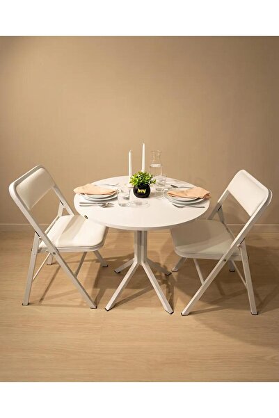 hey modüler mobilya Aras Beyaz 2 Kişilik Yuvarlak Mutfak Yemek Masası Takımı ...