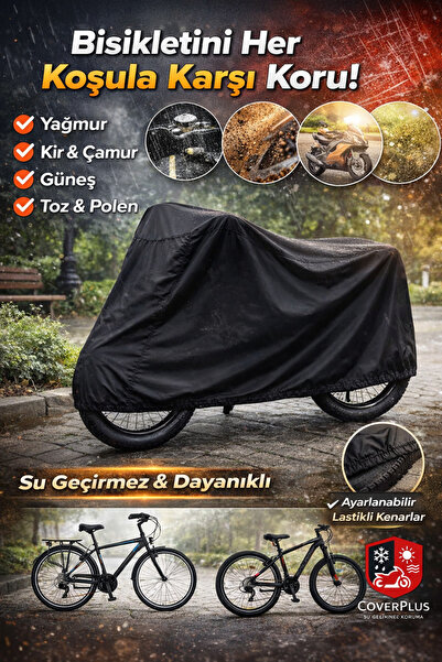 CoverPlus Bisiklet Brandası Su Geçirmez Bisiklet Koruma Bisiklet Örtüsü - Siyah