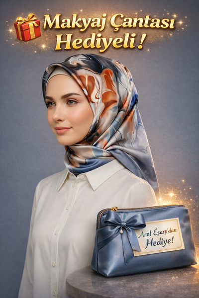 Armine 100% Sura Silk Scarf Nostalgia Series 90X90 Non-Slip Tok Duruş - Blue