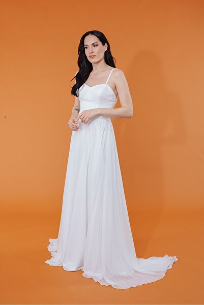 bride in love Askılı şifon gelinlik ,nikah elbisesi